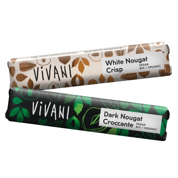 Dark Nougat und White Nougat Crisp von Vivani