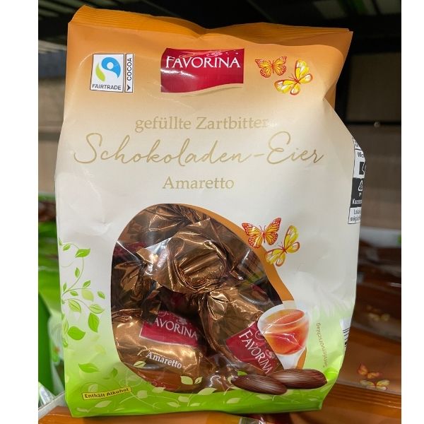 Gefüllte Zartbitter Schokoladen-Eier _Amaretto_ von Favorina